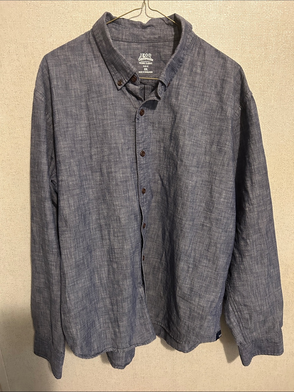 Izod Men's Chambray Button-Down Shirt in Blue
